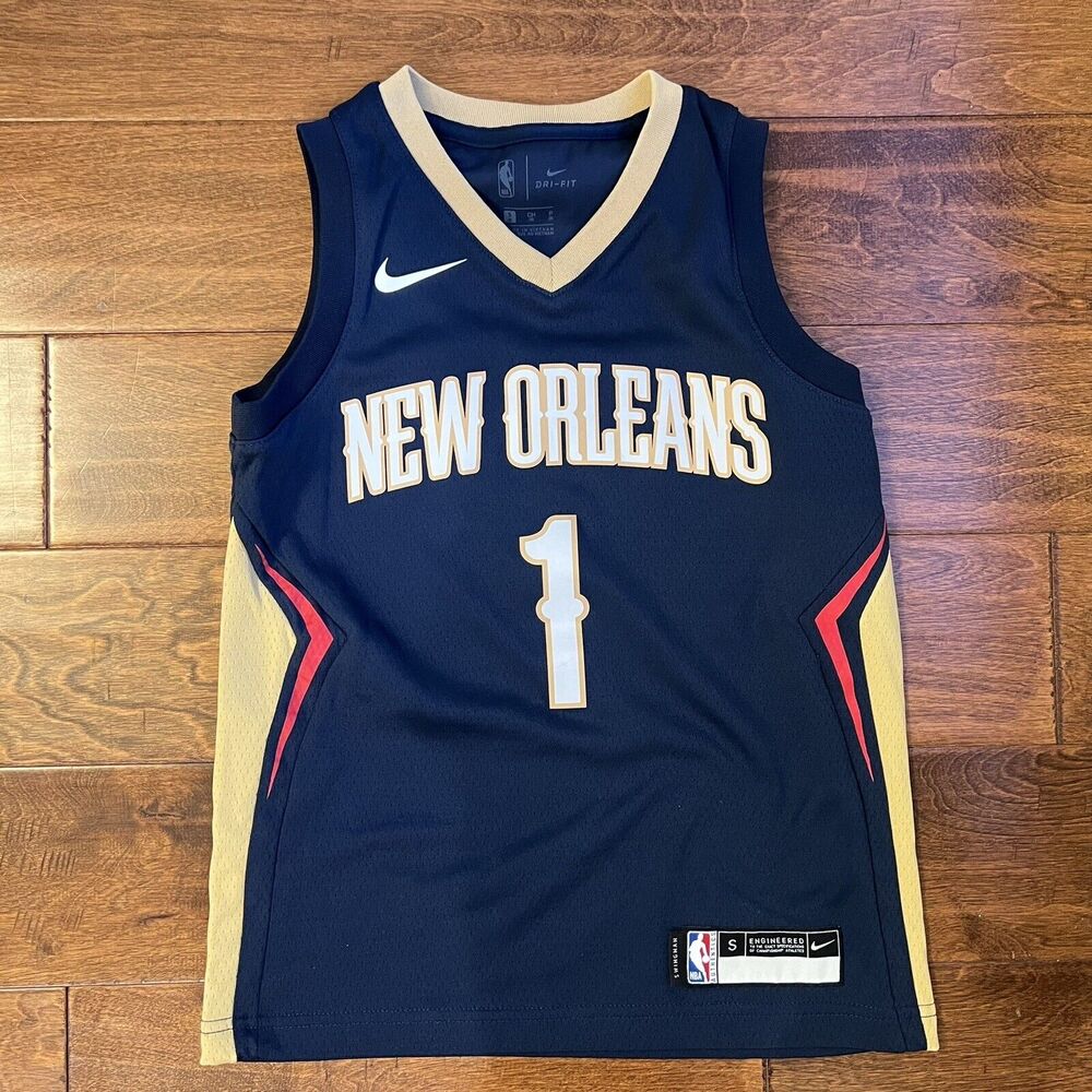 Nike Zion Williamson #1 Navy Blue New Orleans Pelicans Jersey Sz Youth Small (8)